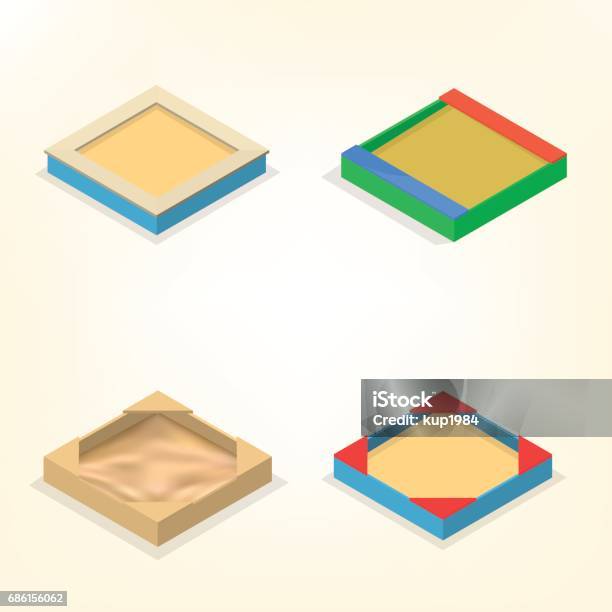 Sandbox In Isometric Vector Illustration Stock Illustration - Download Image Now - Sandbox, Isometric Projection, Sand