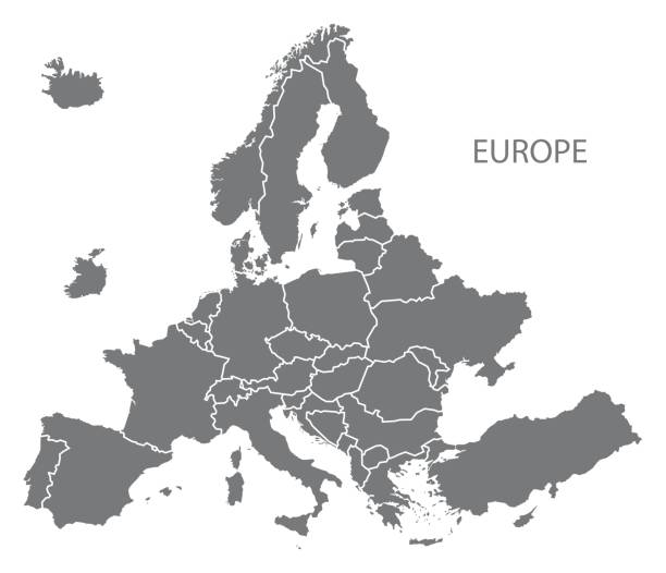 bildbanksillustrationer, clip art samt tecknat material och ikoner med ny europeisk karta efter avsluta av storbritannien med alla länder i grått - europe map