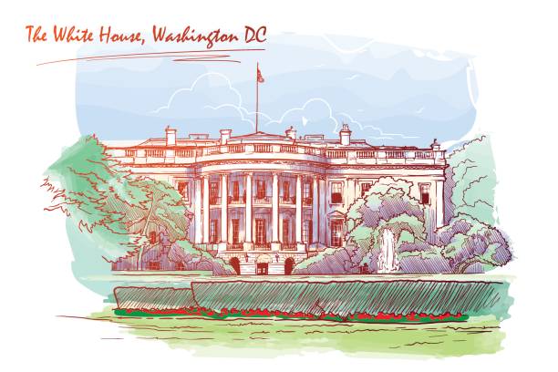 istock Panorama of the White House. Blackboard. EPS10 vector illustration. 686167732