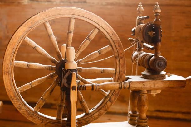 istock Oldfashioned wooden distaff, spindle, spinning wheel 686174806