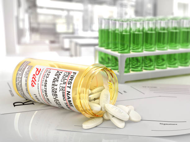 istock Medicine concept. Empty open Pills Bottles with pills on a blurred background. 3d illustration 686179196