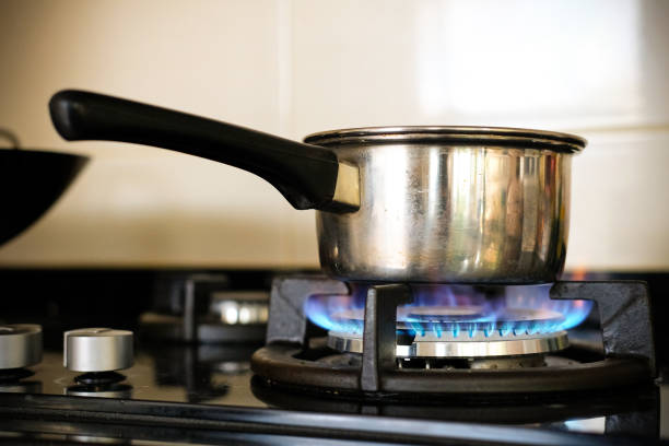 istock Pot was placed on gas stove 686181356