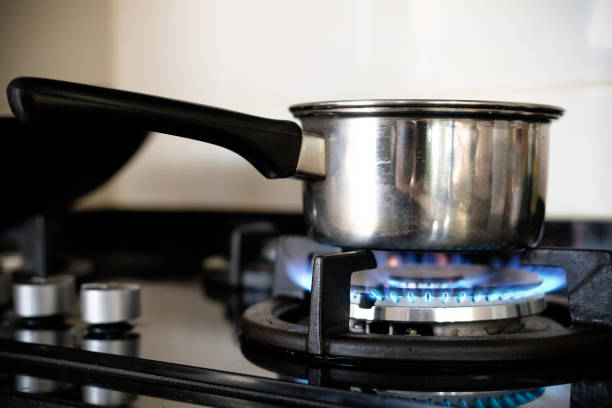 istock Pot was placed on gas stove 686181444
