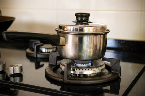 istock Pot was placed on gas stove 686181586