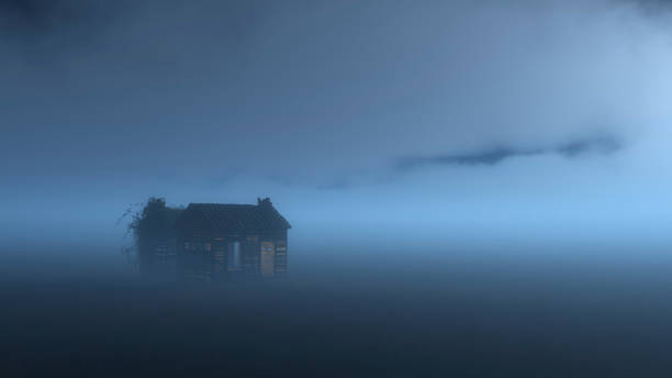 istock Old dilapidated wooden barn in mist at dusk. 686181668