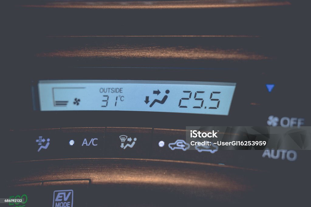 Conditionar Display Air Conditioner Display In Car Shows Temperature At Twenty Five Point ...