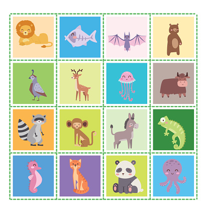 Cute Zoo Cartoon Animals Isolated Funny Wildlife Learn Cute Language And  Tropical Nature Safari Mammal Jungle Tall Characters Vector Illustration  Stock Illustration - Download Image Now - iStock