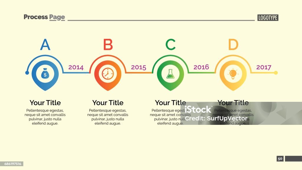 Four Points Timeline Slide Template Stock Illustration - Download Image ...