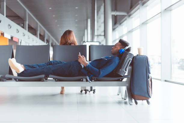 istock Young african man waiting for flight 686198088