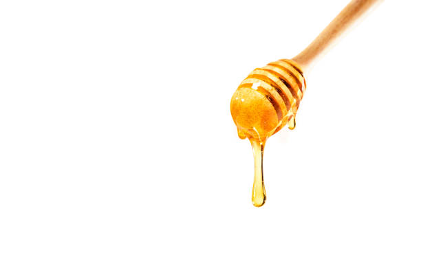 istock dripping honey on wooden dipper white background with room for copy space 686198664