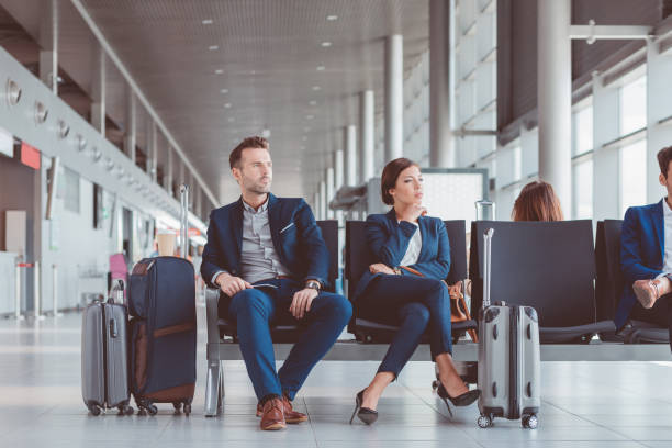 istock Business people waiting for their flight 686198920