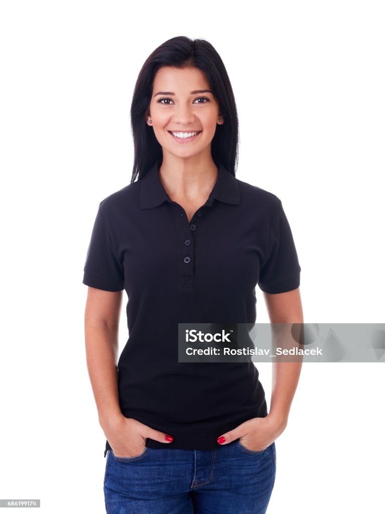 plantador prosperidad comprender Mujer En Camisa Polo Negra Foto de stock y más banco de imágenes de Camisa  de polo - Camisa de polo, Mujeres, Personas - iStock