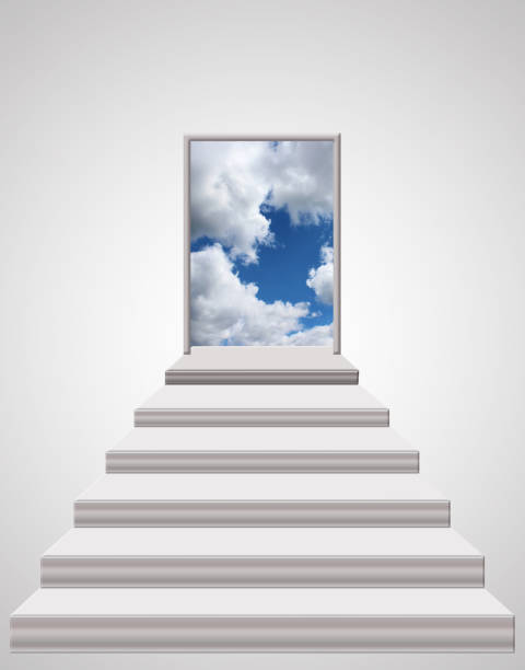 istock stairs leading from room to blue sky 686206004