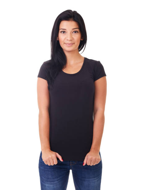 istock Woman in black t-shirt 686206250