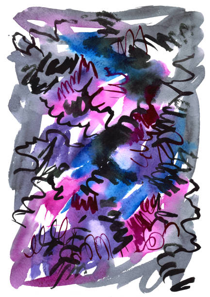 istock Watercolor hand drawn background in violet and black colors 686225014