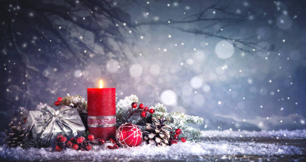 istock Advent decoration with one burning candle 686231726