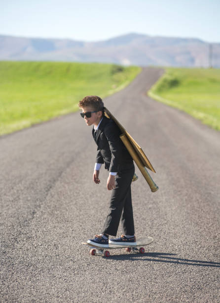 istock Young Business Boy Wearing Jetpack 686233774