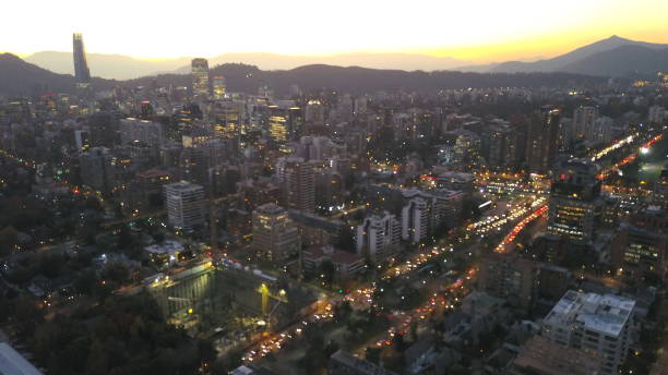 istock City lights and night falls in Santiago, Chile 686235332