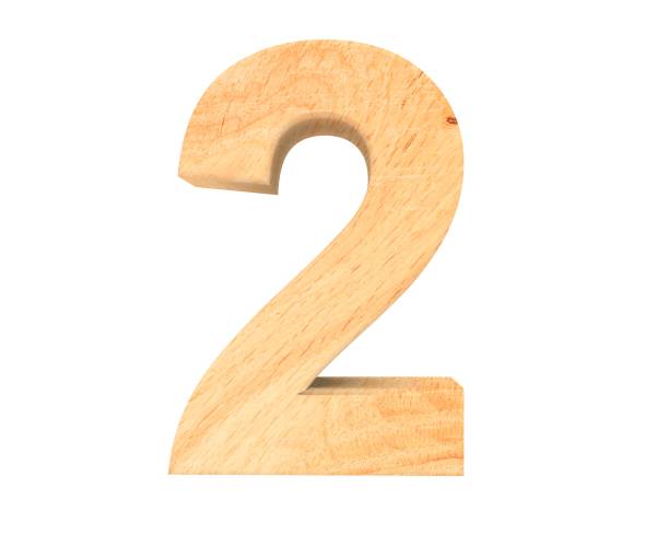 istock Decorative wooden alphabet digit two symbol - 2. 3d rendering illustration. Isolated on white background 686260864
