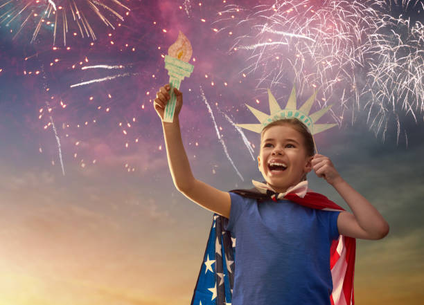 istock Patriotic holiday. Happy kid 686264346