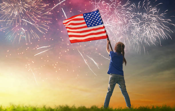 Patriotic holiday. Happy kid