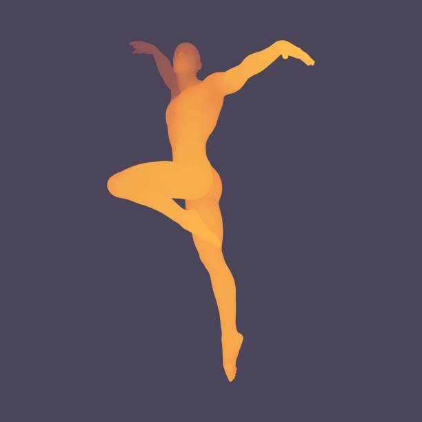 ilustrações, clipart, desenhos animados e ícones de silhueta de uma bailarina. modelo 3d do símbolo do esporte de homem. ilustração em vetor. - ballet dancer
