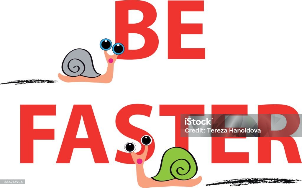 Snails with text on white background. Vector illustration. Animal stock vector