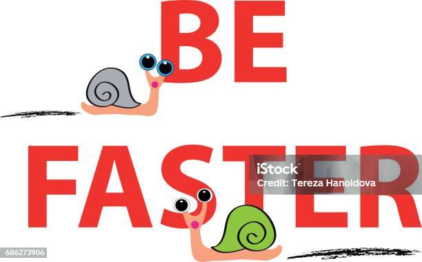 Snails With Text On White Background Vector Illustration Stock Illustration - Download Image Now