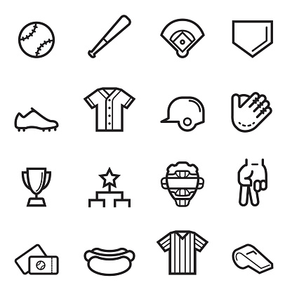 Baseball Thin Line Icons