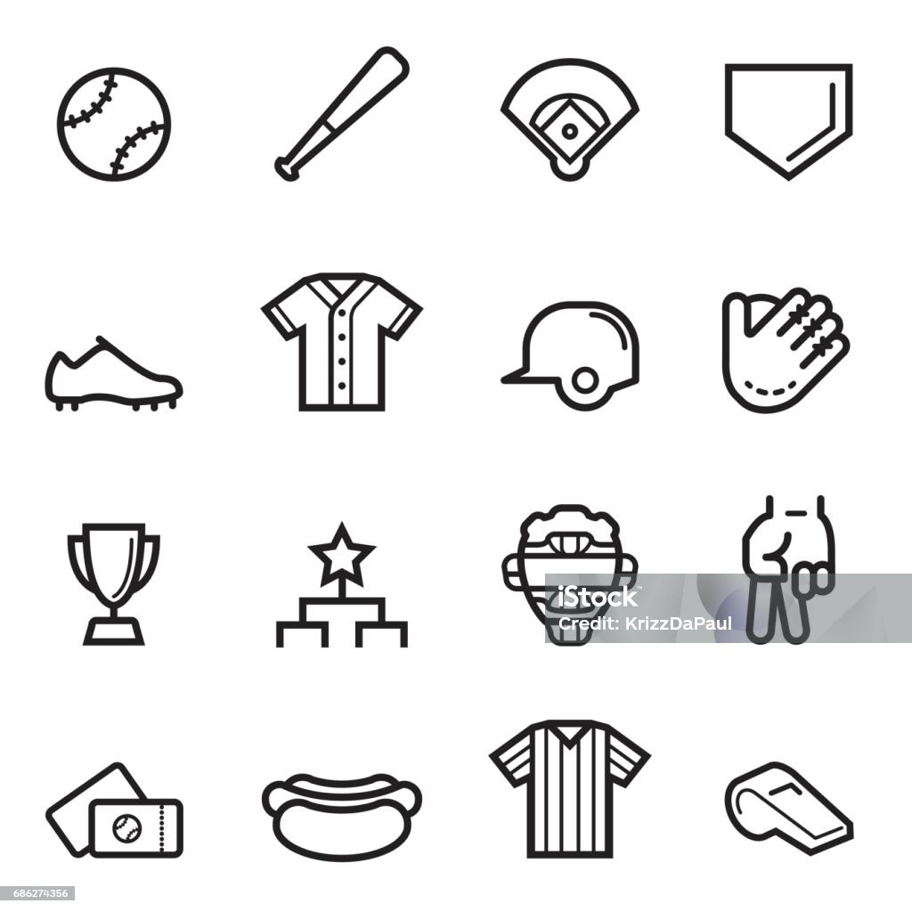 Baseball Thin Line Icons Baseball - Ball stock vector