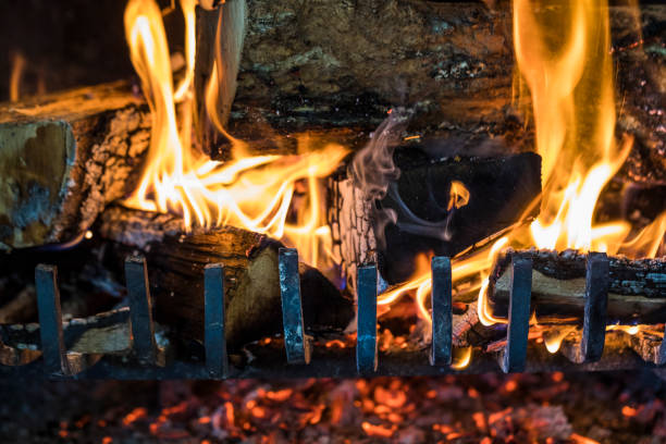 istock Close-up of a wood fire burning. 686274662