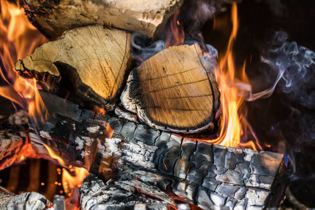 istock Close-up of a wood fire burning. 686274690