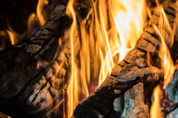 istock Close-up of a wood fire burning. 686274724
