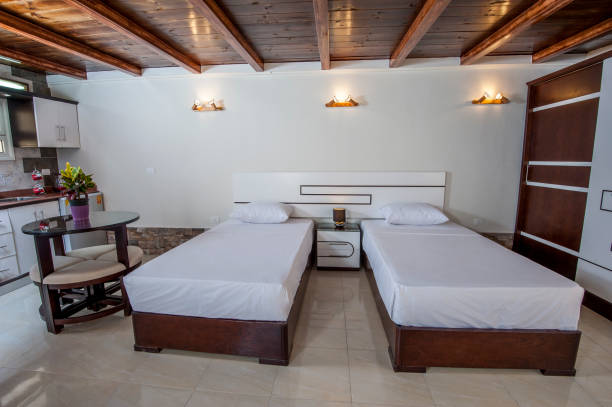 istock Interior design of bedroom in house 686274934