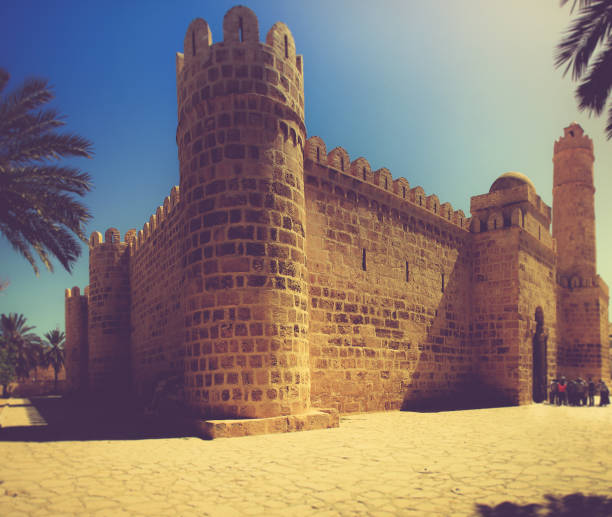 Panorama Ribat fortress-monastery in the city of Sousse. Tunisia. Panoramic view of the Ribat fortress-monastery in the city of Sousse. Tunisia. Filtered image:cross processed vintage effect. sousse tunisia stock pictures, royalty-free photos & images