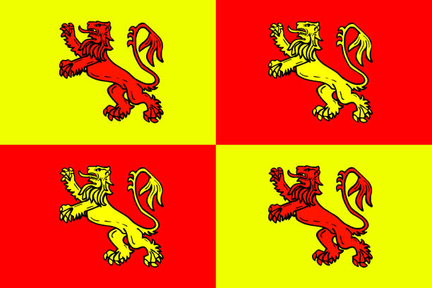 King Owain Glyndwr's flag King Owain Glyndwr's the last king of wales flag welsh culture stock illustrations