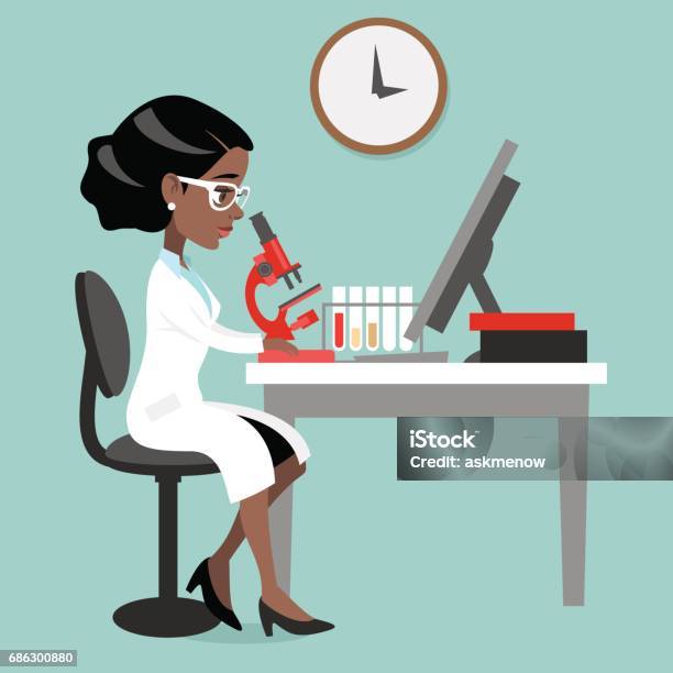 Dark Skin Woman Doctor Or Scientist Stock Illustration - Download Image Now - Scientist, African-American Ethnicity, African Ethnicity