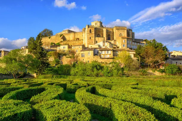 Photo of Labyrinth garden and old town Grignan, Drome, France