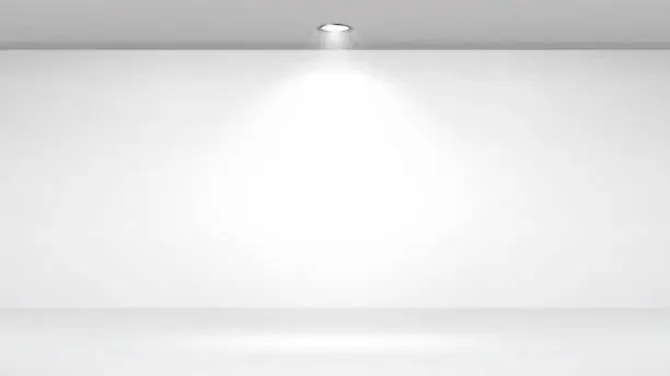 Vector illustration of Empty White Photo Studio Interior Background. Clean Iight Interior Scene Mock Up. Vector Illustration