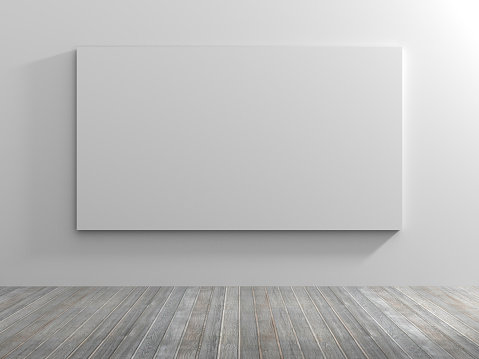White empty room with empty frame.3D rendering.
