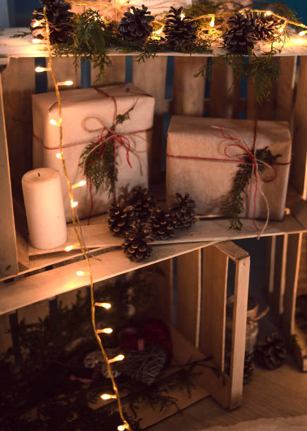 istock home handmade Christmas decor with gifts 686317404