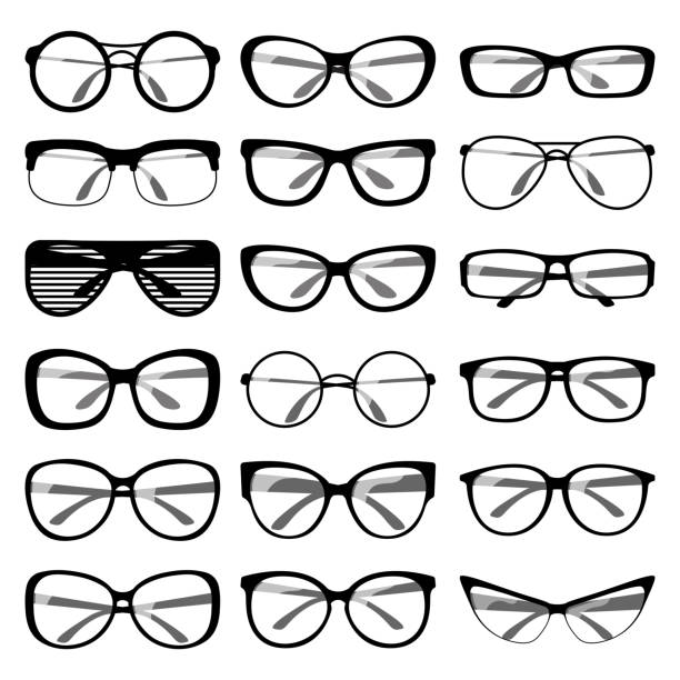 zestaw opraw okularowych - human eye glass eyesight sunglasses stock illustrations