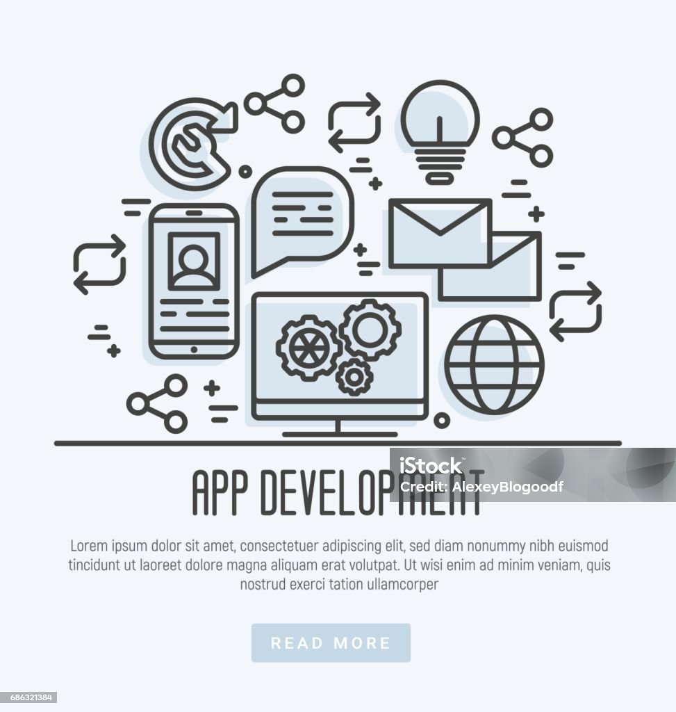 Icons of mobile app development process in thin line style. Vector illustration. Adult stock vector Icons of mobile app development process in thin line style. Vector illustration. Adult stock vector