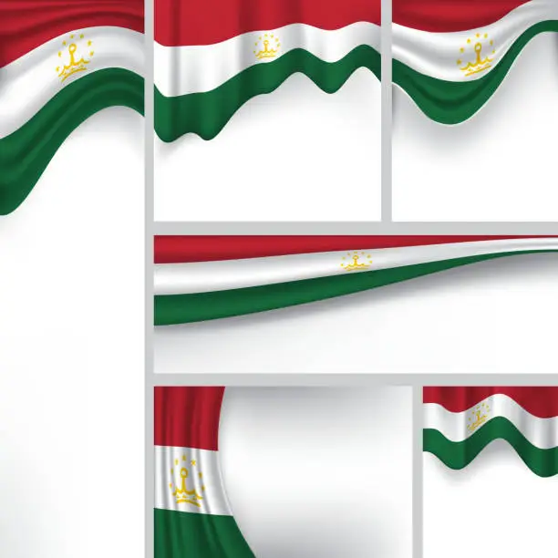 Vector illustration of Vector Tajikistan Flag, tajik Colors (Vector Art)