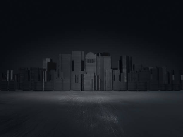 istock Abstract city for background,dark city 3D rendering 686326238