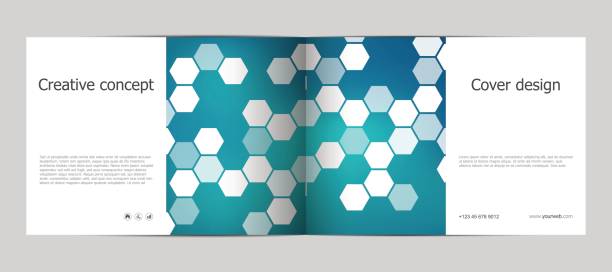 istock Rectangle brochure template layout, cover, annual report, magazine in A4 size with hexagon background. Vector illustration 686333698
