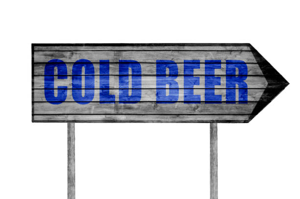 istock Cold Beer wooden sign isolated on white 686344626