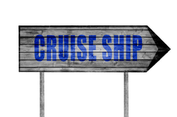 istock Cruise Ship wooden sign with on a beach 686347272