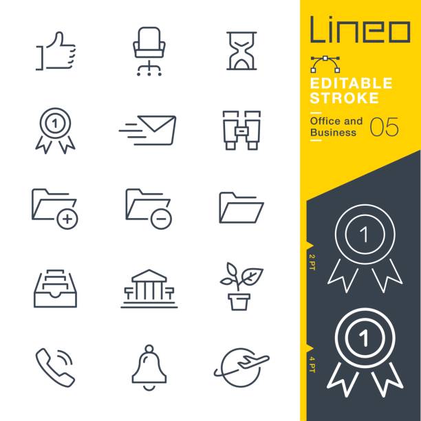 Lineo Editable Stroke - Office and Business outline icons Vector Icons - Adjust stroke weight - Expand to any size - Change to any colour filing paperwork stock illustrations