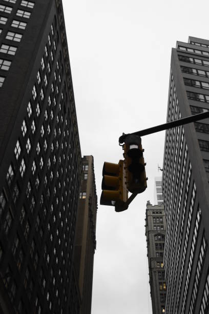 istock Looking up a traffic light in New York 686363084